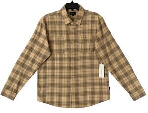 AG Los Angeles Wayne Work Shirt Men's Medium Relaxed Fit Tan Plaid NWT